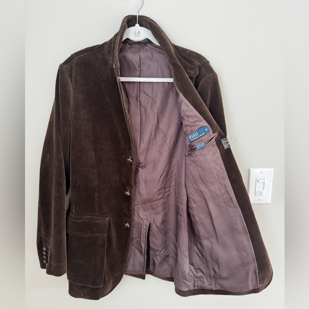 Vtg Polo Ralph Lauren Corduroy Hunting Shooting Sport Coat Blazer Brown Size M